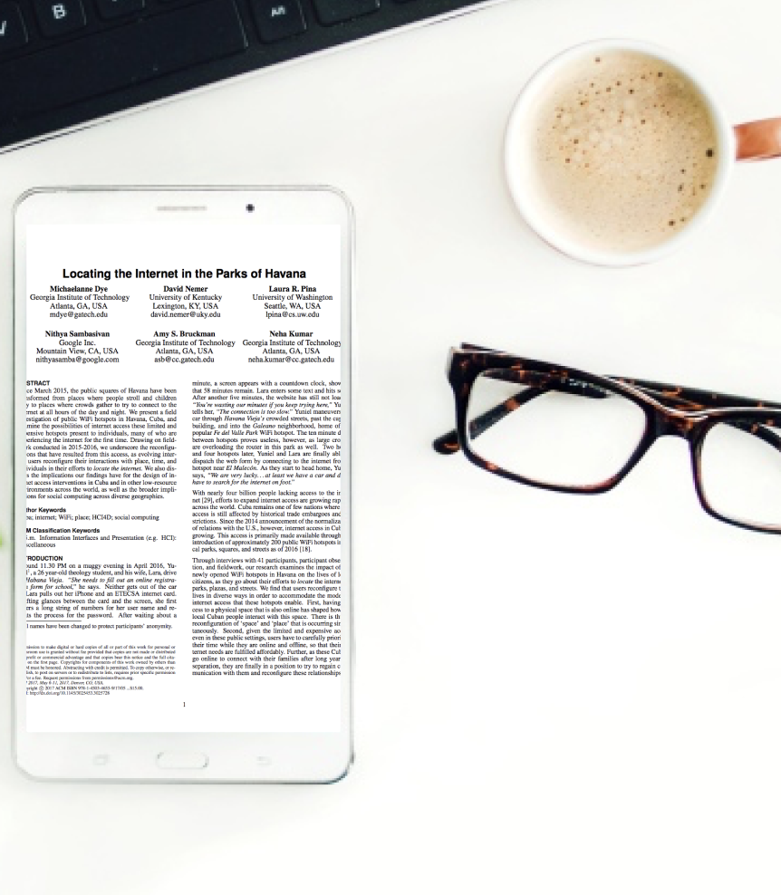 Published piece of Michaelanne's on a tablet