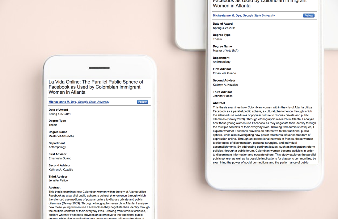 Published piece of Michaelanne's on an iPhone